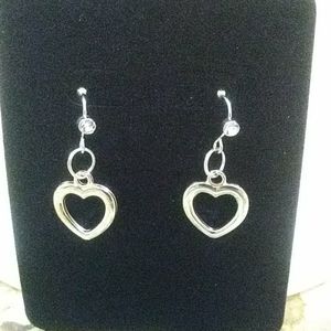 Heart Pendant earrings with rhinstone